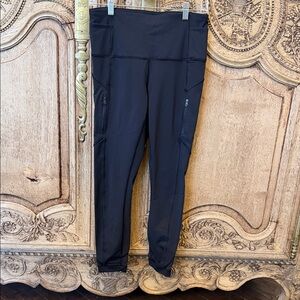 Lululemon Black Leggings with Pleated Accent